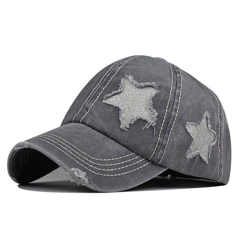 Gorra de béisbol vaquera con estrellas brillantes Y2K