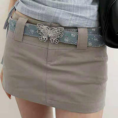 Y2K Butterfly Buckle Denim Belt