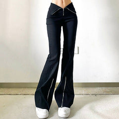 Grunge Zip Up Flared Pants