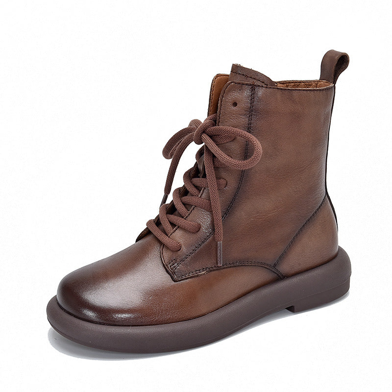 Retro Soft Leather Lace-up High Top Martin Boots