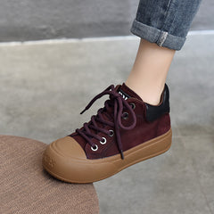 Vintage Leather Lace-Up Short Boots