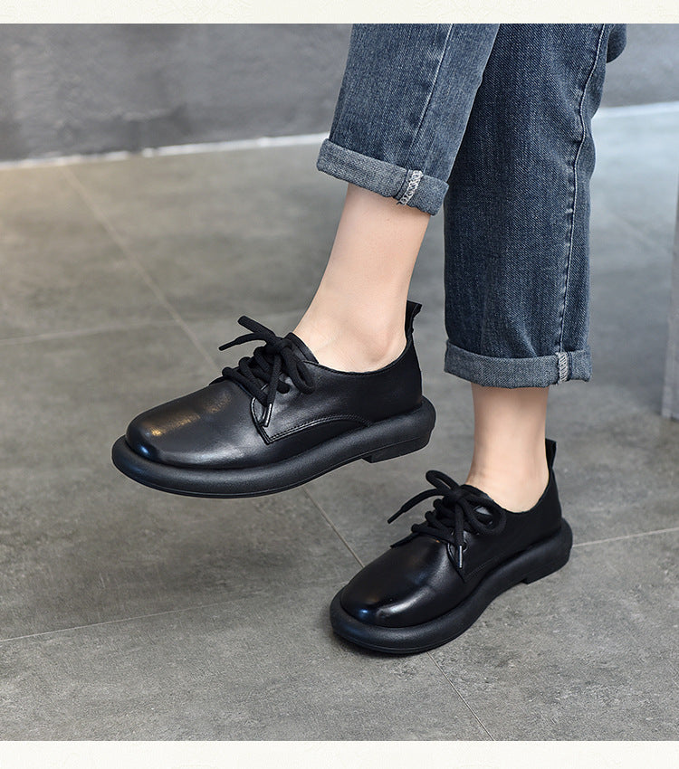 Casual Leather Lace-up Flat Shoes