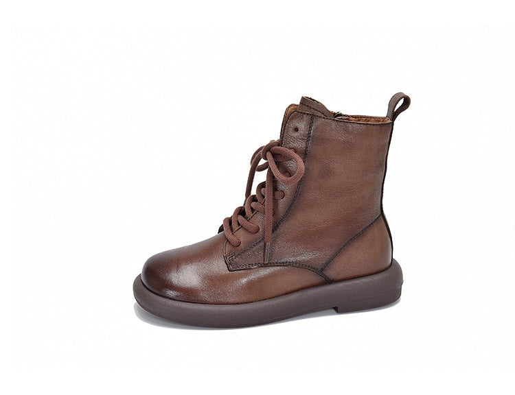 Retro Soft Leather Lace-up High Top Martin Boots