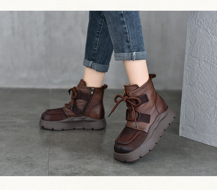 Retro Lace Up Velvet High Top Martin Boots