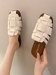 Braided Flat Slippers With Half Wrap