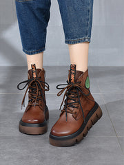 Retro Solid Color Platform Martin Boots