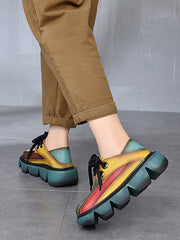 Vintage Contrast Color Platform Shoes