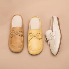 Retro Bowknot-Detailed Loafer Mules Backless Loafers