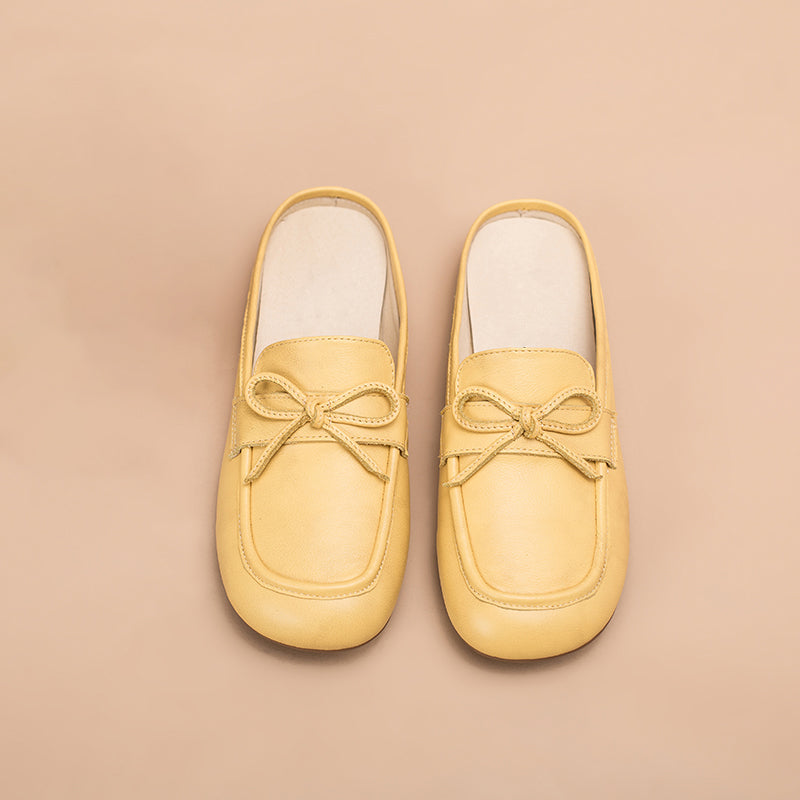 Retro Bowknot-Detailed Loafer Mules Backless Loafers