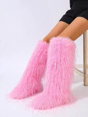 Warmth Thermal Fluffy Faux Fur Mid-calf Snow Boots