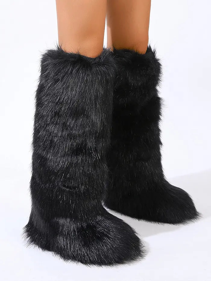 Warmth Thermal Fluffy Faux Fur Mid-calf Snow Boots