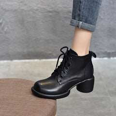 British Style Side Zipper High Heel Boots