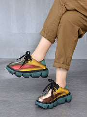 Vintage Contrast Color Platform Shoes