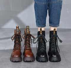 Retro Solid Color Platform Martin Boots