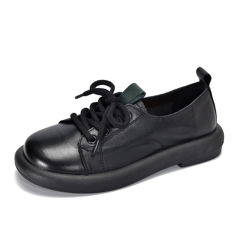 Classic Leather Lace-up Flat Shoes