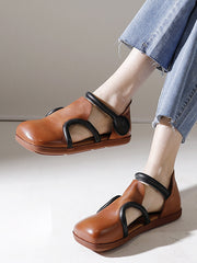 Vintage Niche Leather Flat Sandals