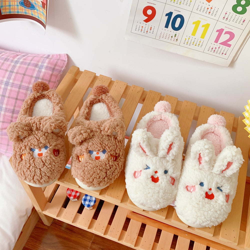 Cute Animal Printed Thermal Cotton Slippers