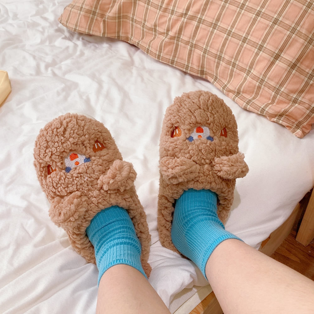 Cute Animal Printed Thermal Cotton Slippers