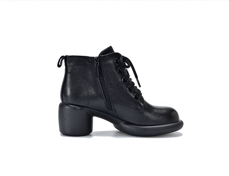 Botas de tacón alto con cremallera lateral estilo británico 