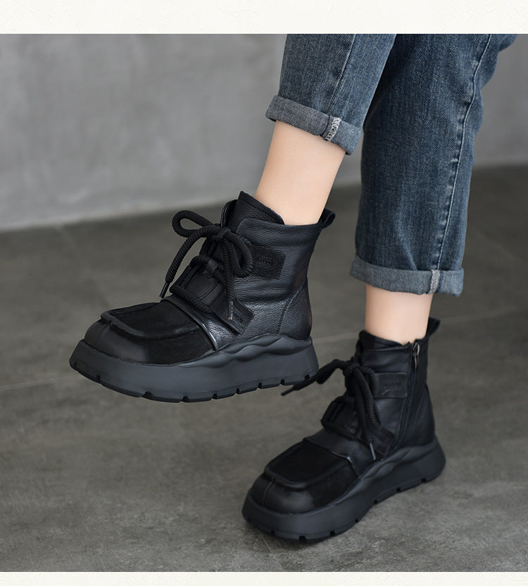 Retro Lace Up Velvet High Top Martin Boots