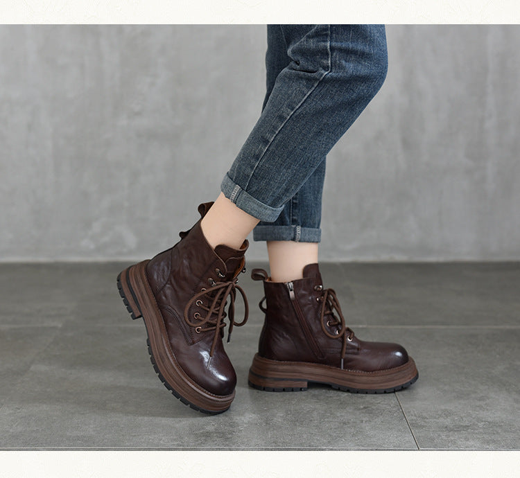 Vintage Leather Lace-Up Martin Boots
