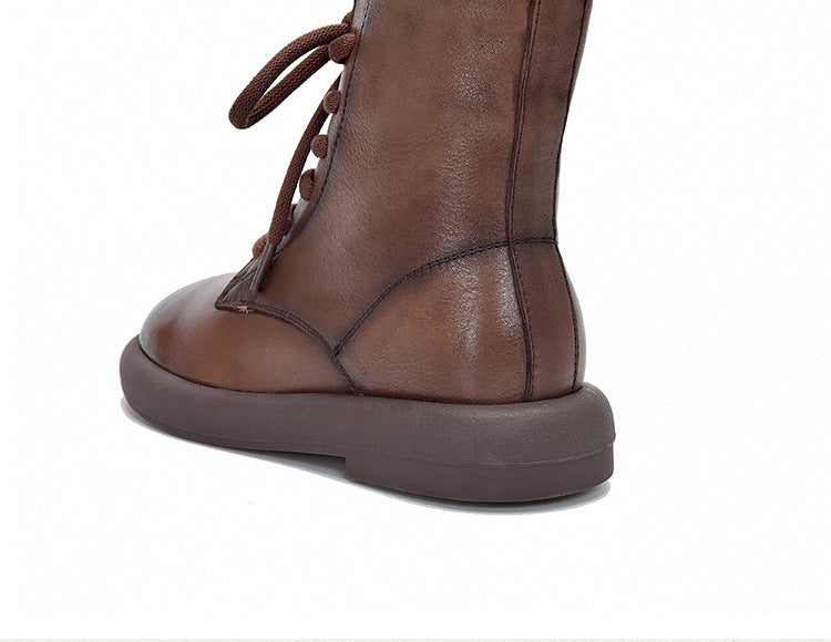 Retro Soft Leather Lace-up High Top Martin Boots