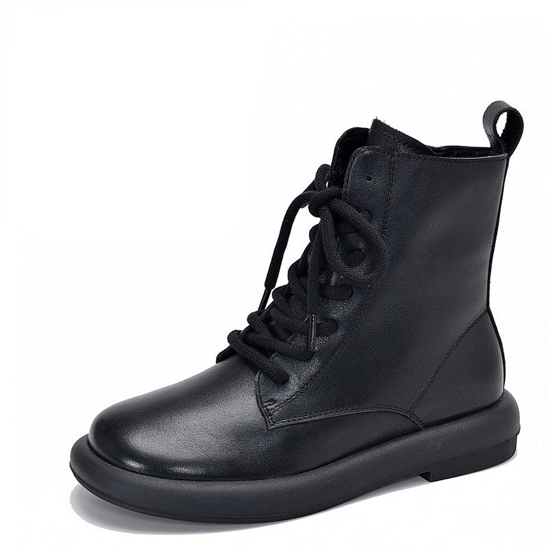 Retro Soft Leather Lace-up High Top Martin Boots