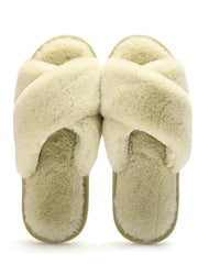 Pantuflas de felpa planas y sencillas con forma de cruz 