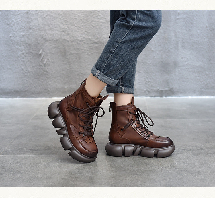 Vintage Leather Thick Bottom Martin Boots