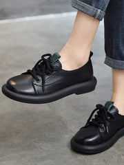 Classic Leather Lace-up Flat Shoes