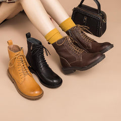 Retro Combat Boots Designer Retro Chunky Riding Boots Side Zip