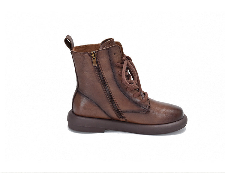 Retro Soft Leather Lace-up High Top Martin Boots