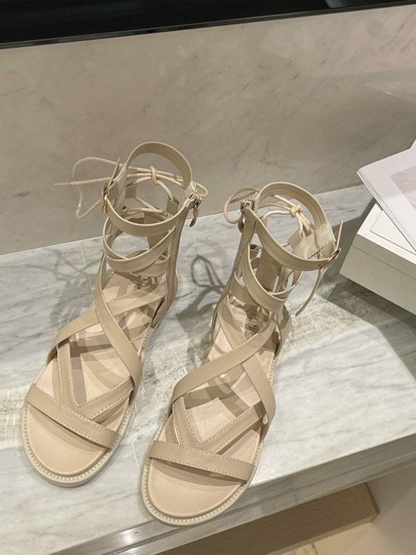 Lässige High-Top-Sommersandalen mit Hohlsaum 