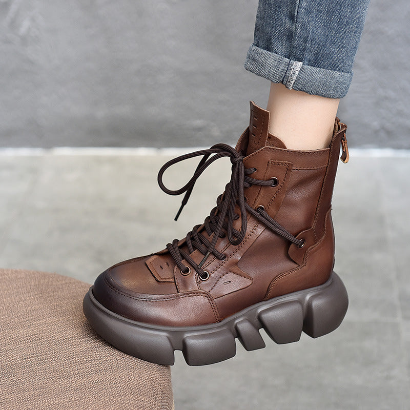 Vintage Leather Thick Bottom Martin Boots