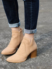 Solid Chunky Heels Booties