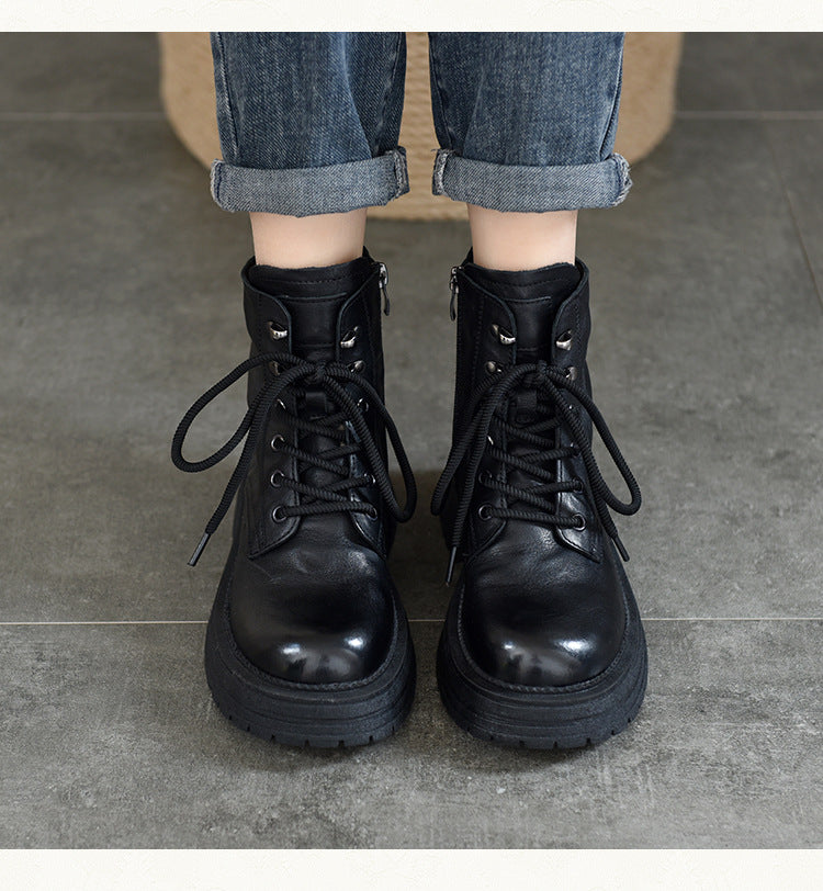 Vintage Leather Lace-Up Martin Boots