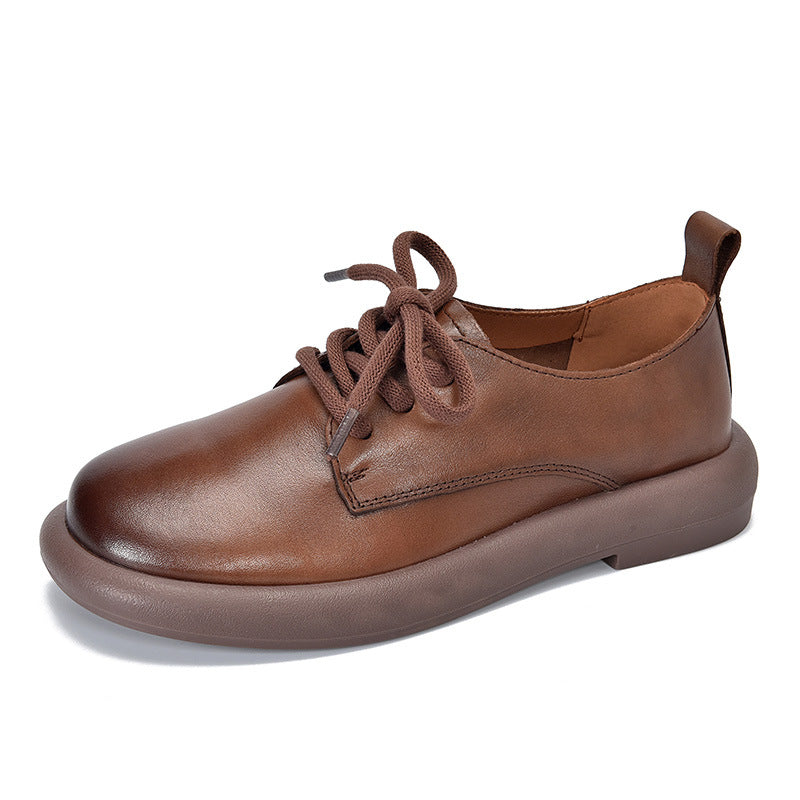 Casual Leather Lace-up Flat Shoes