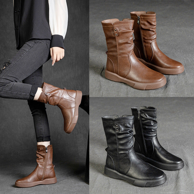 British Style Splicing Thick-Soled Martin Boots