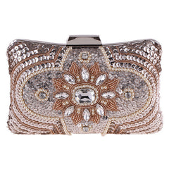 Champagne Evening Handbag Beaded Clutch Party