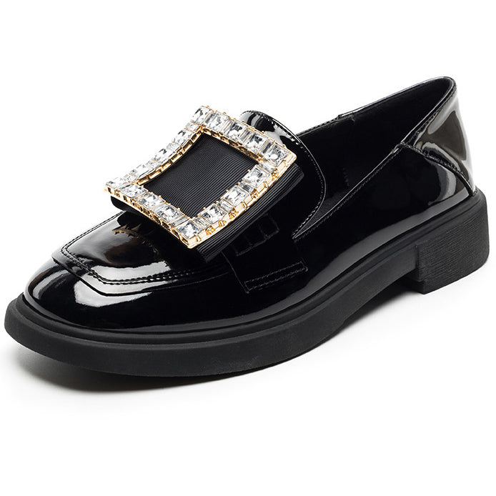 Women's PU Closed Flats With Rhinestone