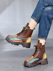 Bunte Retro-Pu-Plateau-Martin-Stiefel 