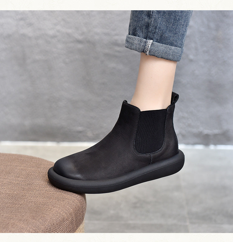 Botas cortas de cuero estilo británico con suela suave 