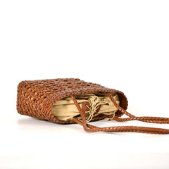 Cowhide Hollow Ladies Woven Bag