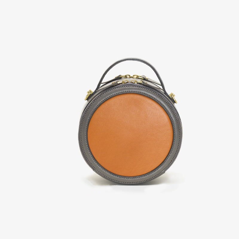 Mini Retro Vegetable Tanned Cowhide Circle Bag