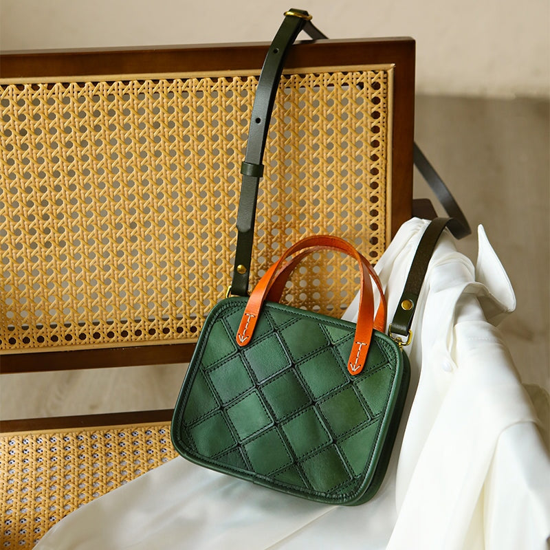 Bolso de hombro vintage de patchwork curtido vegetal