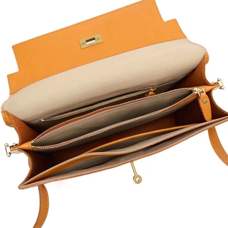 Vegetable Tanned Cowhide Niche Design Japanese Commuter Crossbody Small Square Bag