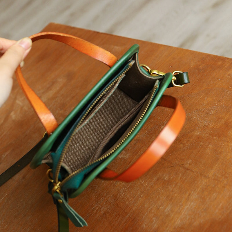 Bolso de hombro vintage de patchwork curtido vegetal