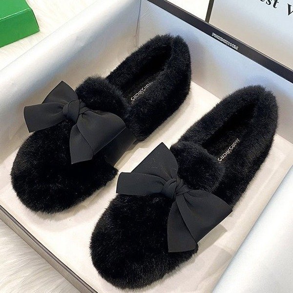 Personalized Patchwork Bow Flat Shoes