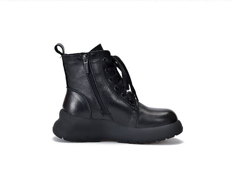 Warme Martin-Stiefel aus Leder mit dicker Sohle 