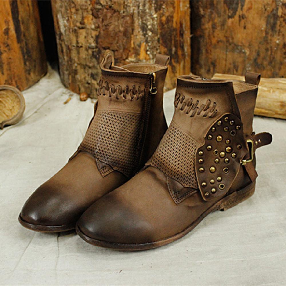 Booties Sheepskin Short Ankle Boots Brown